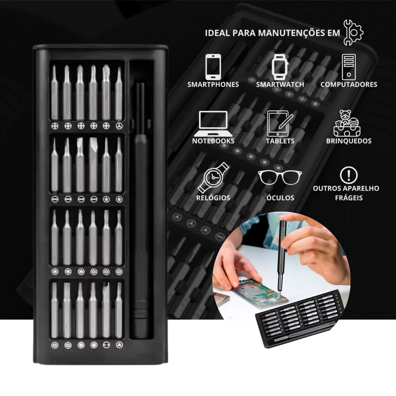 Kit Chaves de Precisão Magnéticas 24 Peças + Caneta em Alumínio com Estojo